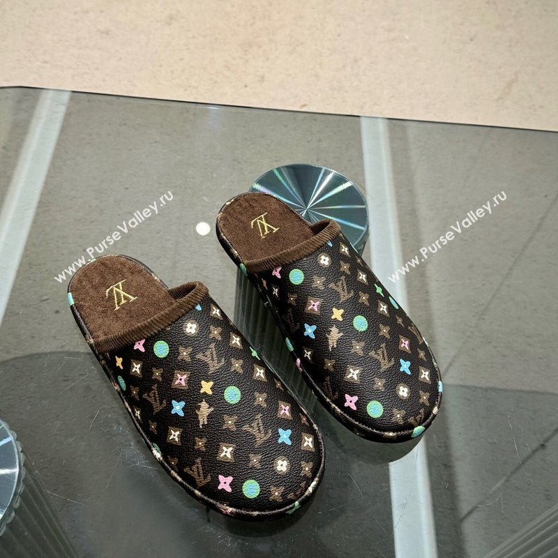 Louis Vuitton LV Palace Slipper Flats in Monogram-printed Leather Brown 2024 (MD-240608034)