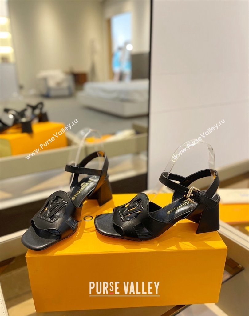 Louis Vuitton LV Isola Heel Sandals 5cm in Calf Leather Black 2024 1ACIPS (MD-240606123)