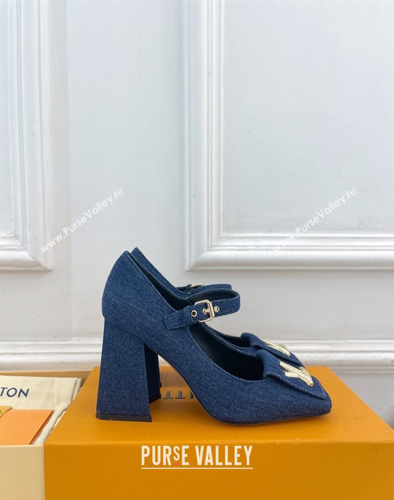 Louis Vuitton Shake Mary Janes Pumps 8.5cm in Dark Blue Denim 2024 0608 (MD-240608036)