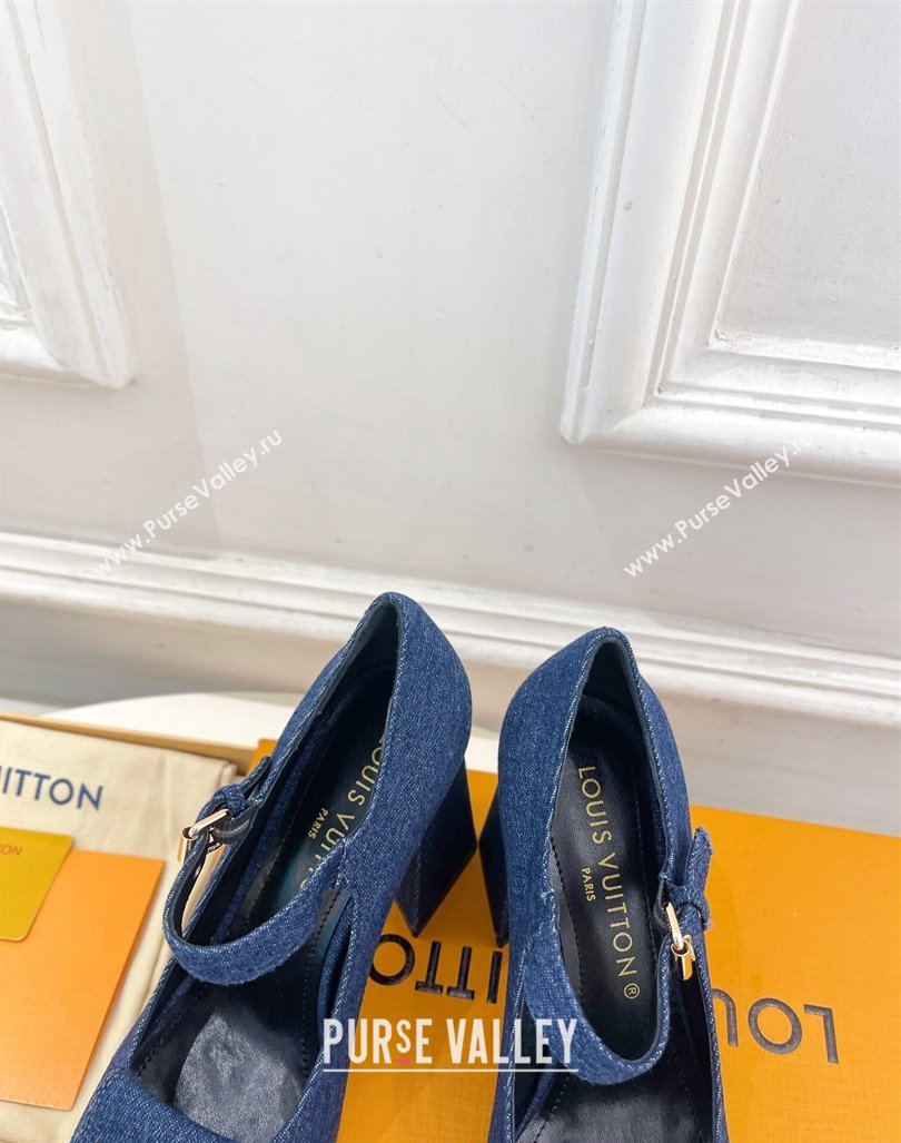 Louis Vuitton Shake Mary Janes Pumps 8.5cm in Dark Blue Denim 2024 0608 (MD-240608036)