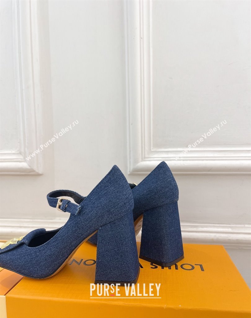 Louis Vuitton Shake Mary Janes Pumps 8.5cm in Dark Blue Denim 2024 0608 (MD-240608036)