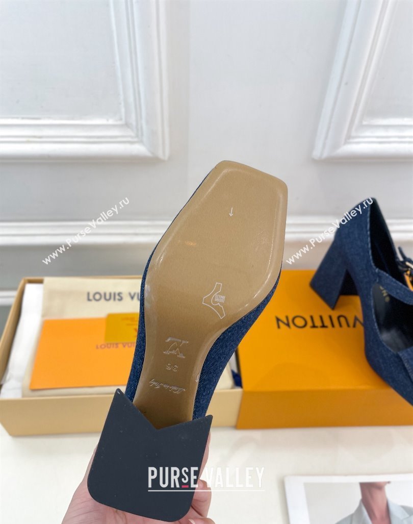 Louis Vuitton Shake Mary Janes Pumps 8.5cm in Dark Blue Denim 2024 0608 (MD-240608036)