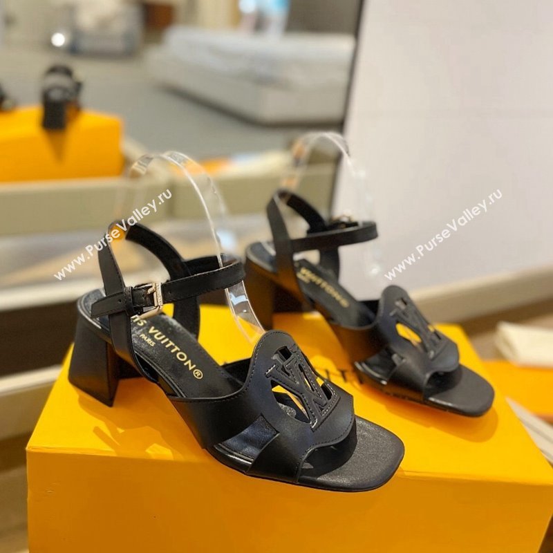 Louis Vuitton LV Isola Heel Sandals 5cm in Calf Leather Black 2024 1ACIPS (MD-240606123)