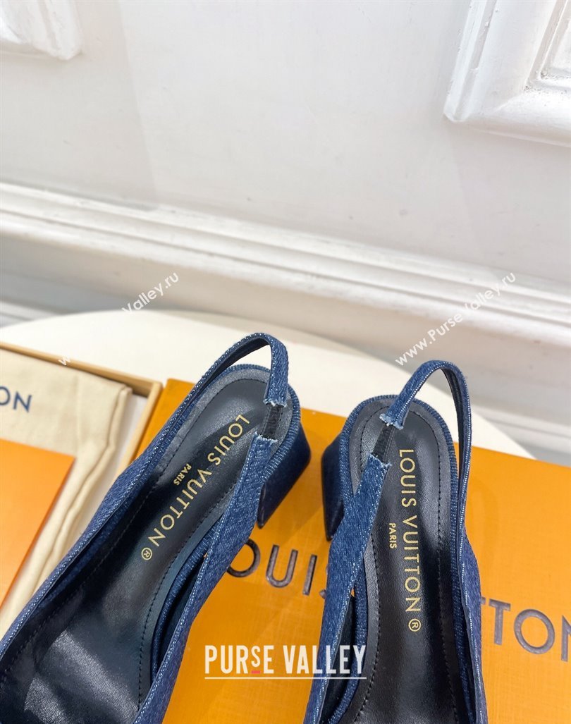 Louis Vuitton Shake Slingback Pumps 5.5cm in Dark Blue Denim 2024 0608 (MD-240608037)