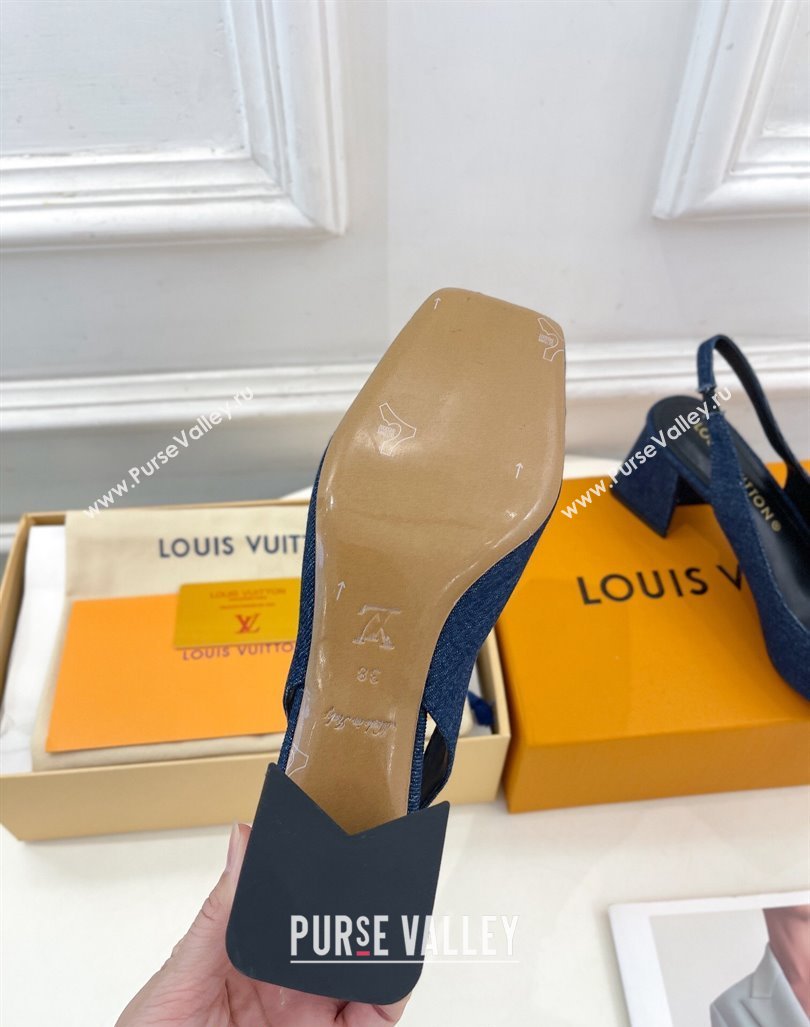 Louis Vuitton Shake Slingback Pumps 5.5cm in Dark Blue Denim 2024 0608 (MD-240608037)