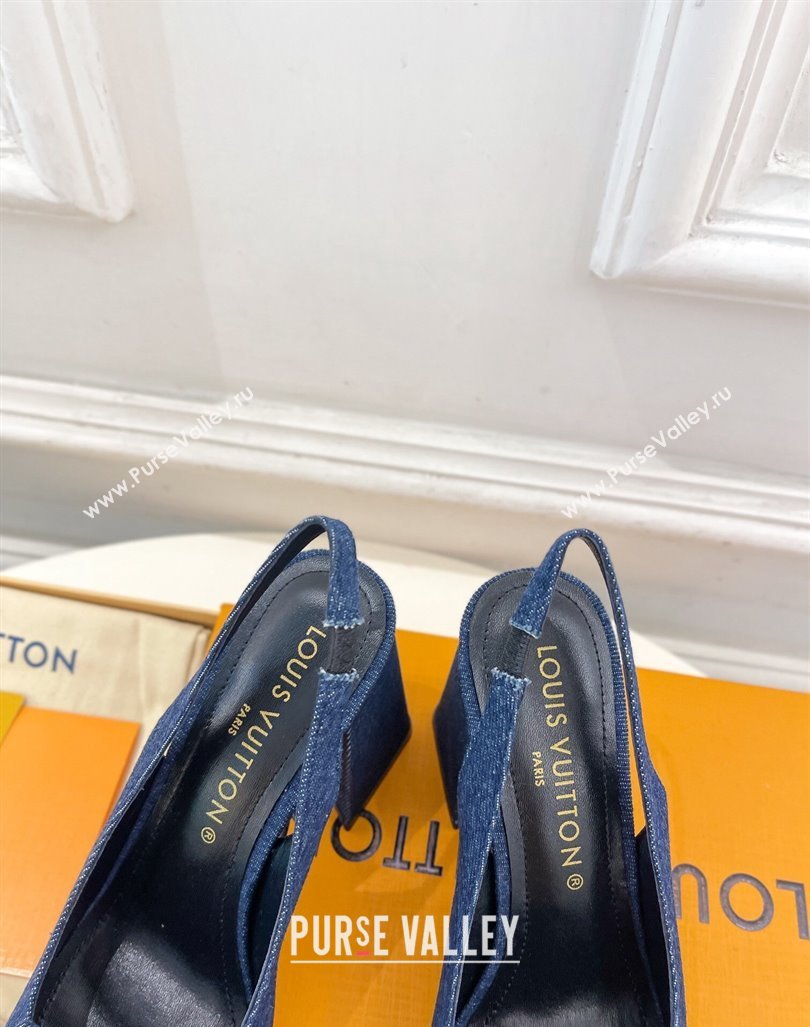 Louis Vuitton Shake Slingback Pumps 8.5cm in Dark Blue Denim 2024 0608 (MD-240608038)