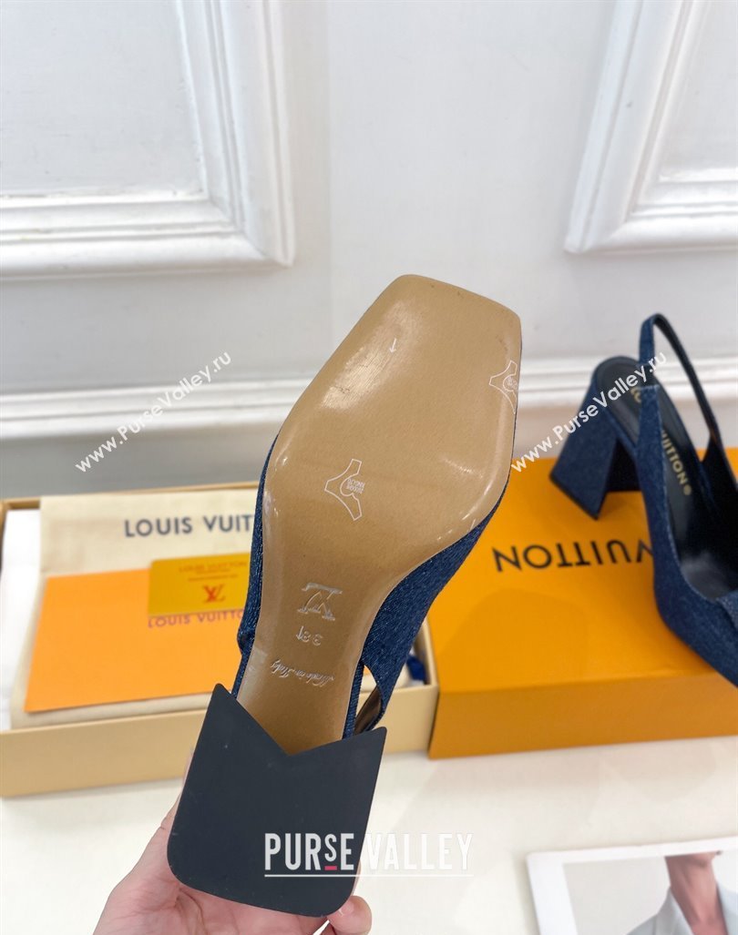 Louis Vuitton Shake Slingback Pumps 8.5cm in Dark Blue Denim 2024 0608 (MD-240608038)