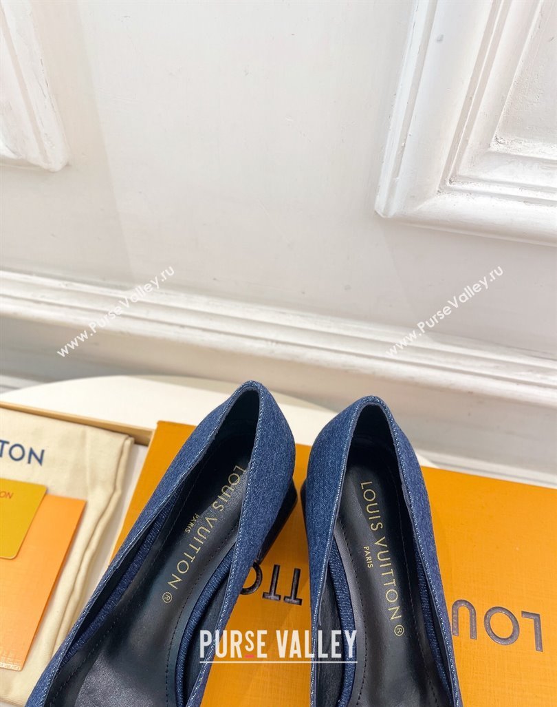 Louis Vuitton Shake Low Heel Pumps 5.5cm in Dark Blue Denim 2024 0608 (MD-240608039)