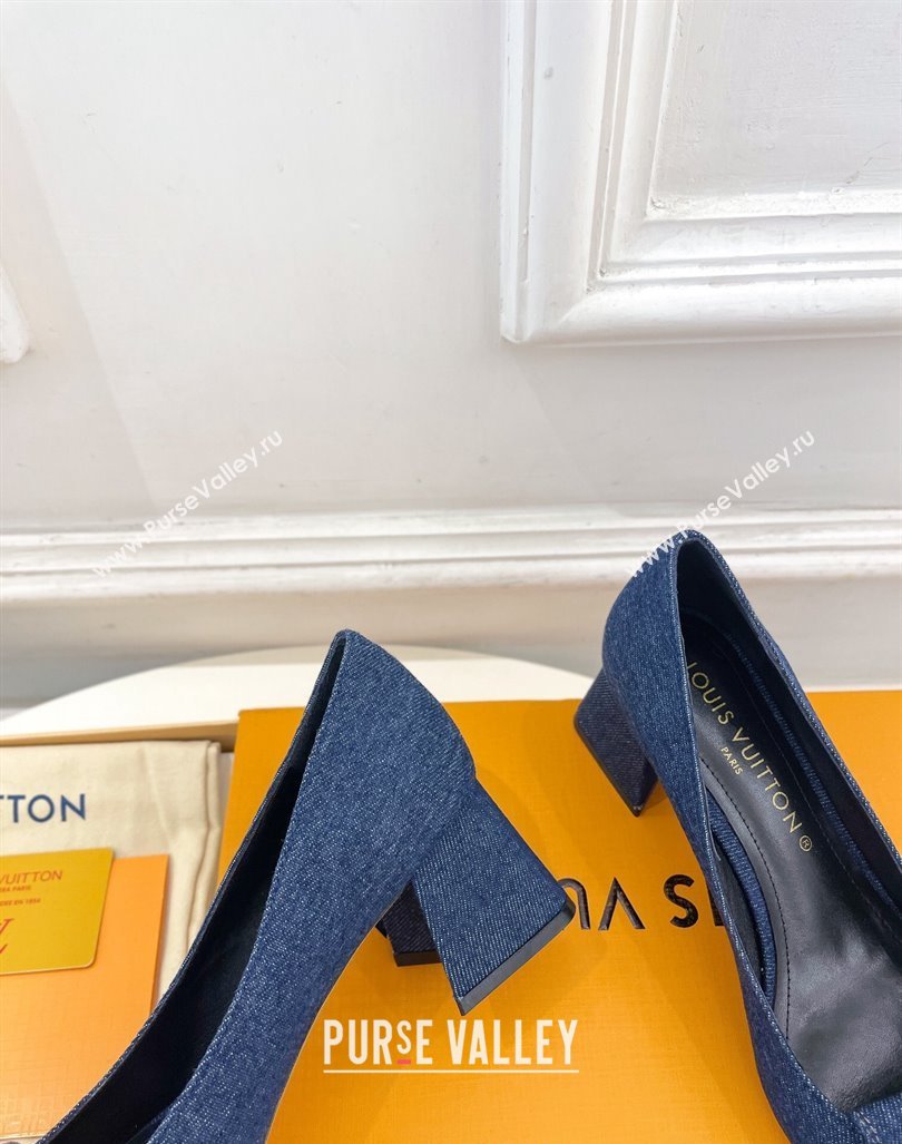 Louis Vuitton Shake Low Heel Pumps 5.5cm in Dark Blue Denim 2024 0608 (MD-240608039)