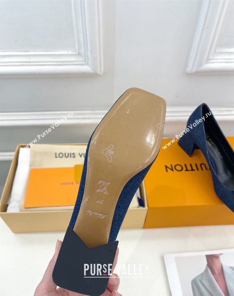 Louis Vuitton Shake Low Heel Pumps 5.5cm in Dark Blue Denim 2024 0608 (MD-240608039)