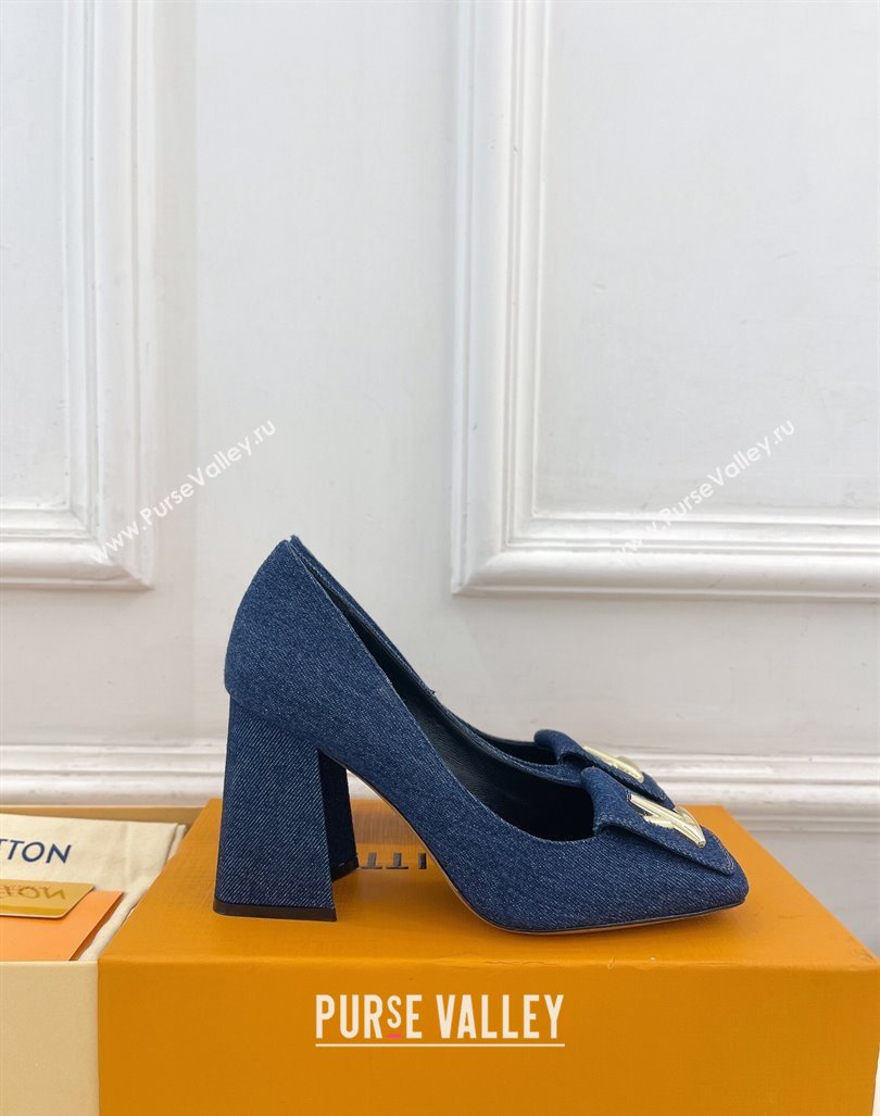 Louis Vuitton Shake High Heel Pumps 8.5cm in Dark Blue Denim 2024 0608 (MD-240608040)