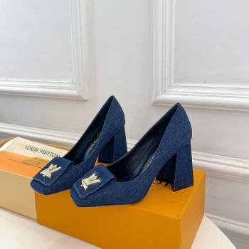 Louis Vuitton Shake High Heel Pumps 8.5cm in Dark Blue Denim 2024 0608 (MD-240608040)
