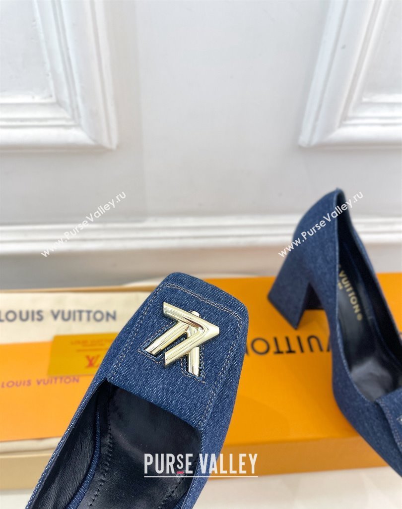 Louis Vuitton Shake High Heel Pumps 8.5cm in Dark Blue Denim 2024 0608 (MD-240608040)