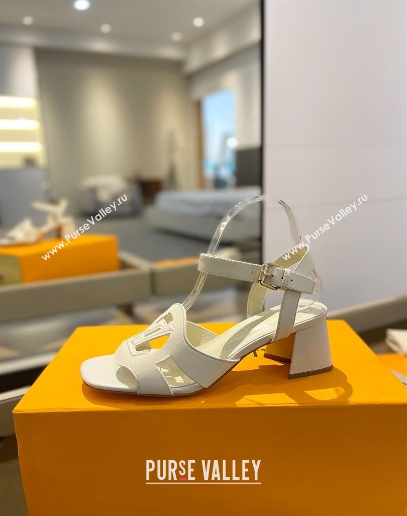 Louis Vuitton LV Isola Heel Sandals 5cm in Calf Leather White 2024 1ACIPS (MD-240606124)