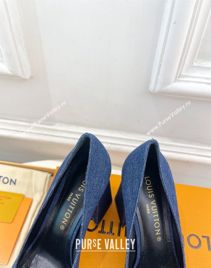 Louis Vuitton Shake High Heel Pumps 8.5cm in Dark Blue Denim 2024 0608 (MD-240608040)