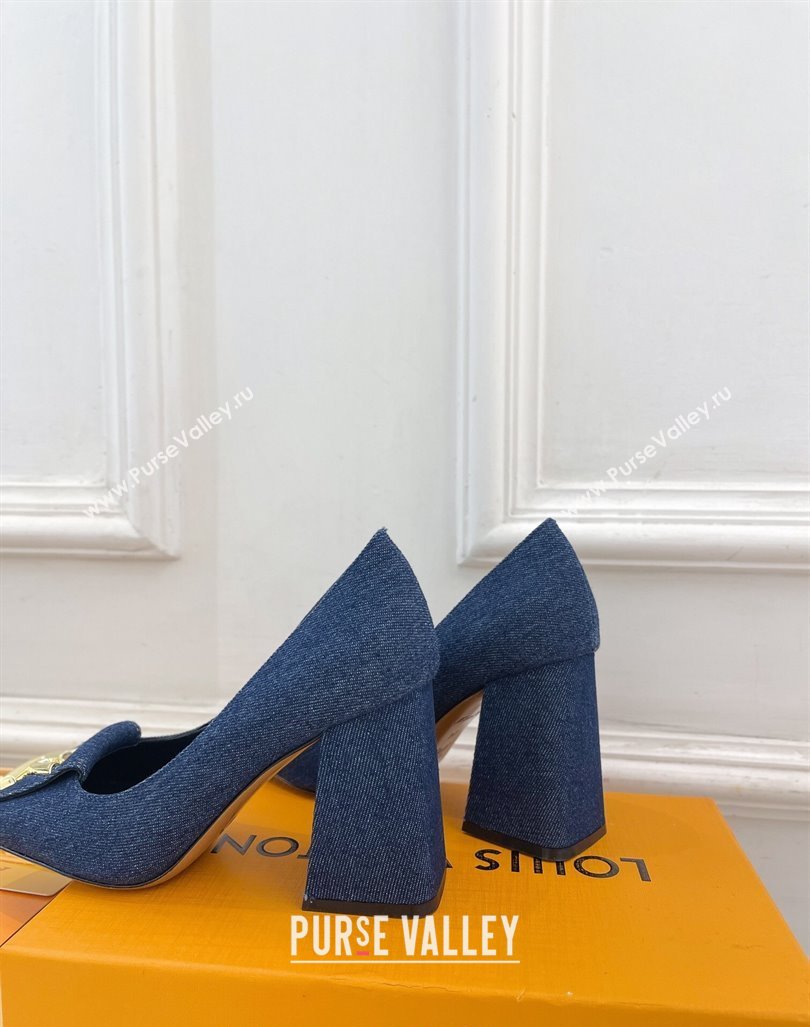 Louis Vuitton Shake High Heel Pumps 8.5cm in Dark Blue Denim 2024 0608 (MD-240608040)