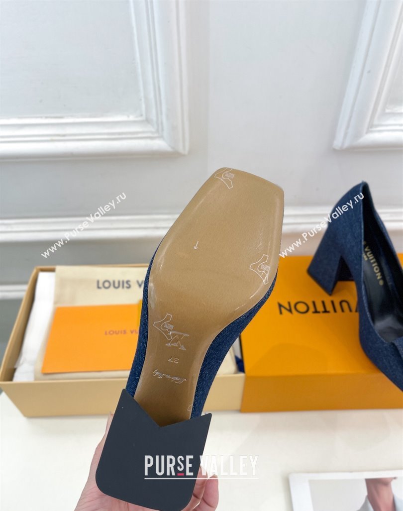 Louis Vuitton Shake High Heel Pumps 8.5cm in Dark Blue Denim 2024 0608 (MD-240608040)