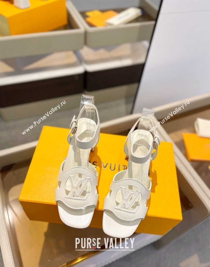 Louis Vuitton LV Isola Heel Sandals 5cm in Calf Leather White 2024 1ACIPS (MD-240606124)