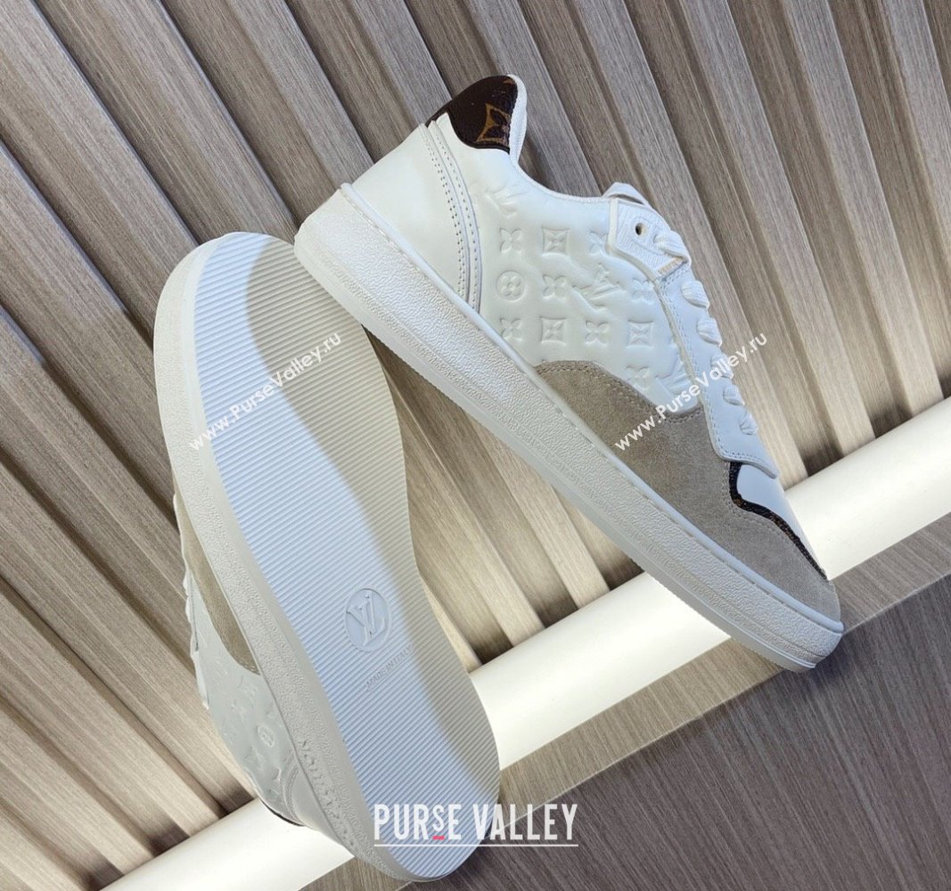 Louis Vuitton LV Stadium Sneakers in Monogram Leather and Suede White/Grey 2024 0608 (MD-240608042)