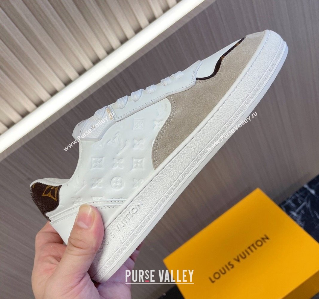 Louis Vuitton LV Stadium Sneakers in Monogram Leather and Suede White/Grey 2024 0608 (MD-240608042)