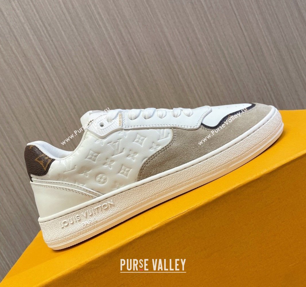 Louis Vuitton LV Stadium Sneakers in Monogram Leather and Suede White/Grey 2024 0608 (MD-240608042)