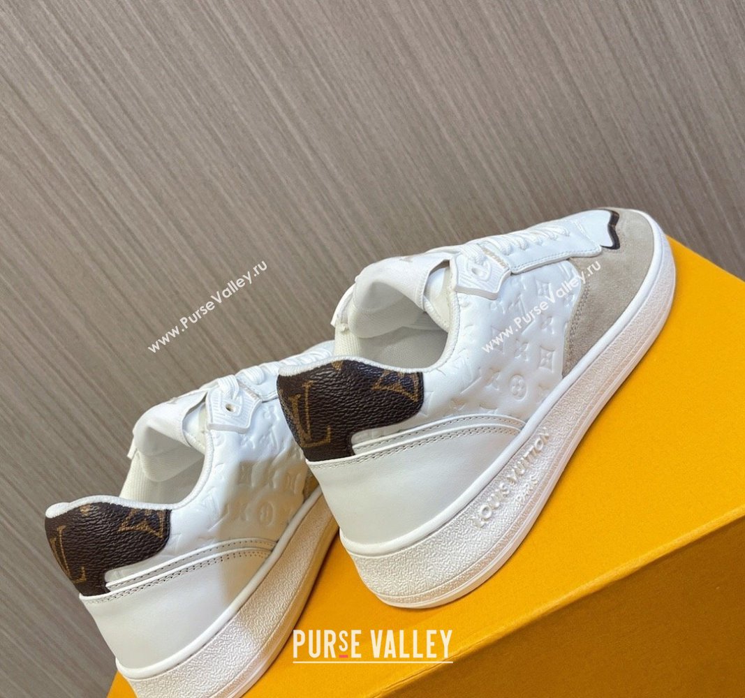 Louis Vuitton LV Stadium Sneakers in Monogram Leather and Suede White/Grey 2024 0608 (MD-240608042)