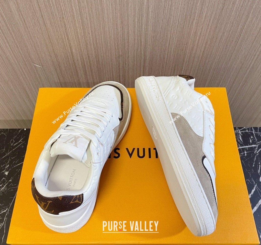 Louis Vuitton LV Stadium Sneakers in Monogram Leather and Suede White/Grey 2024 0608 (MD-240608042)