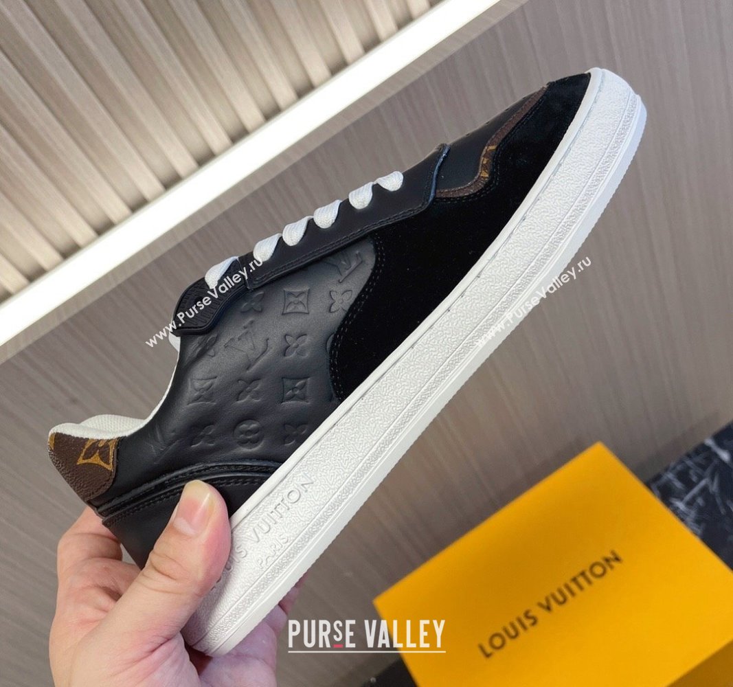 Louis Vuitton LV Stadium Sneakers in Monogram Leather and Suede Black 2024 0608 (MD-240608043)