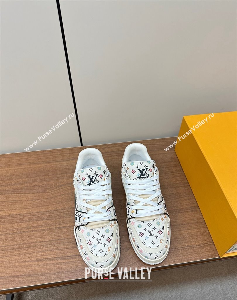 Louis Vuitton LV Trainer Sneakers Monogram-printed Leather White 2024 0611 (MD-240611001)