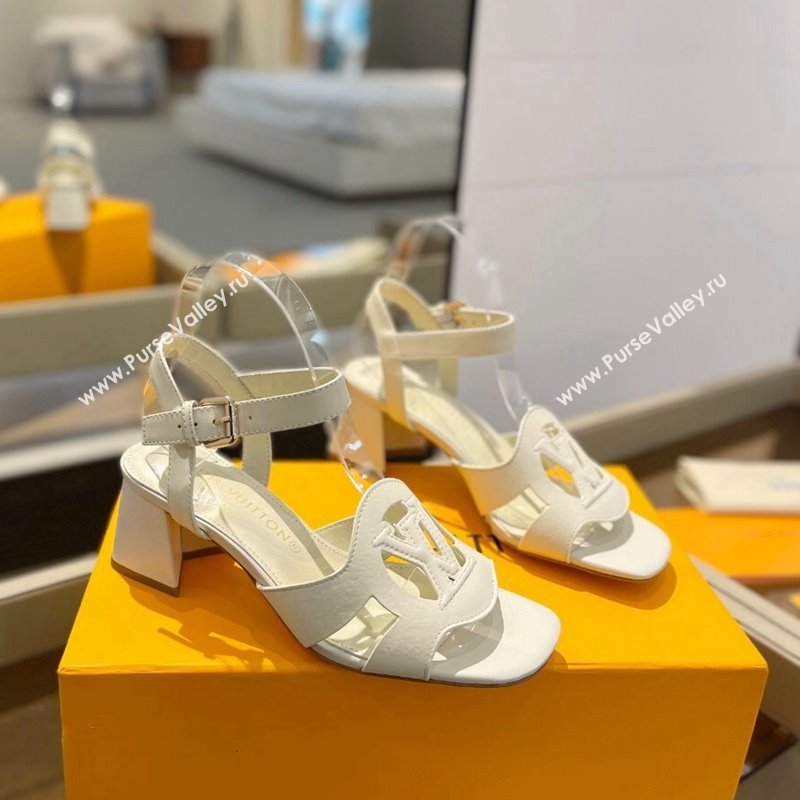 Louis Vuitton LV Isola Heel Sandals 5cm in Calf Leather White 2024 1ACIPS (MD-240606124)