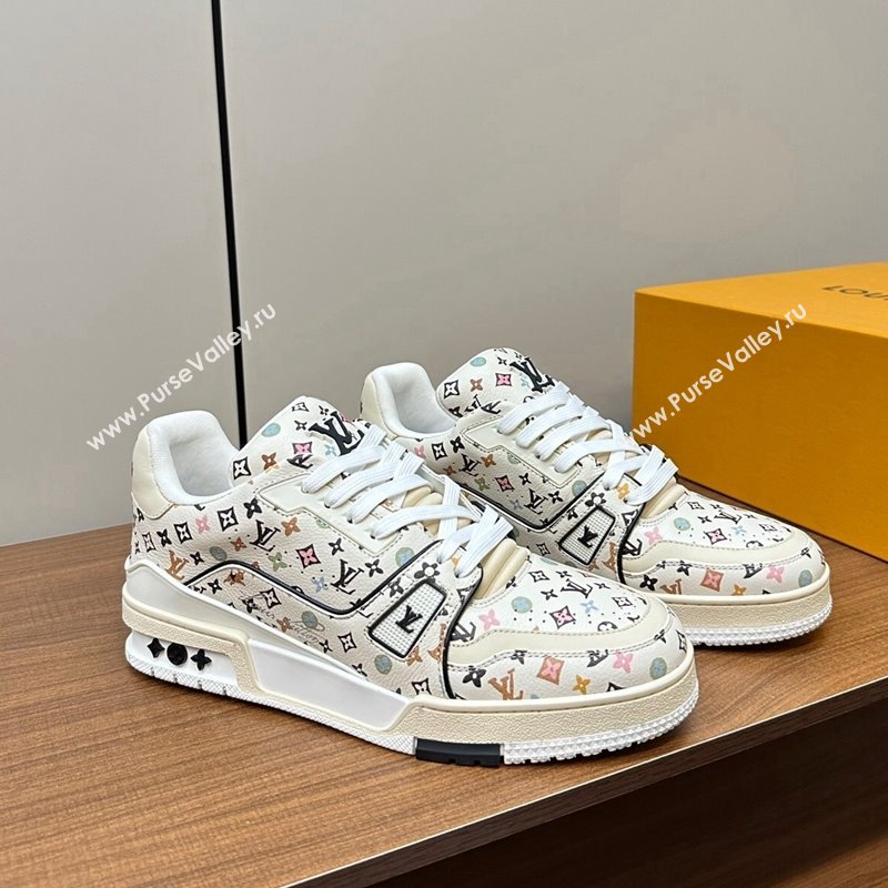 Louis Vuitton LV Trainer Sneakers Monogram-printed Leather White 2024 0611 (MD-240611001)