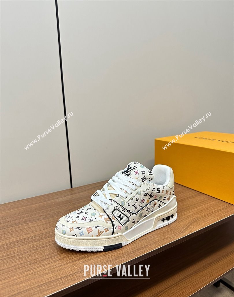 Louis Vuitton LV Trainer Sneakers Monogram-printed Leather White 2024 0611 (MD-240611001)