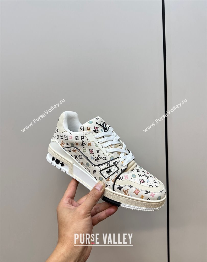 Louis Vuitton LV Trainer Sneakers Monogram-printed Leather White 2024 0611 (MD-240611001)