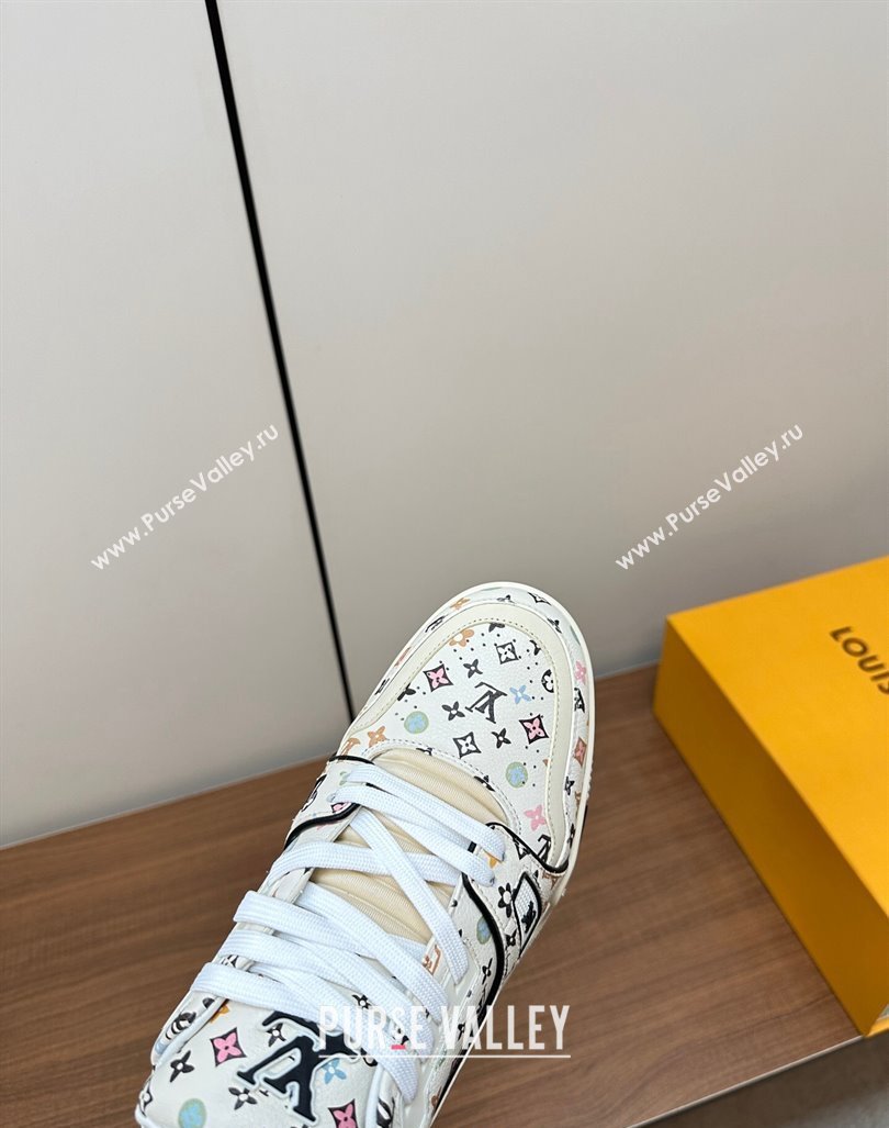 Louis Vuitton LV Trainer Sneakers Monogram-printed Leather White 2024 0611 (MD-240611001)