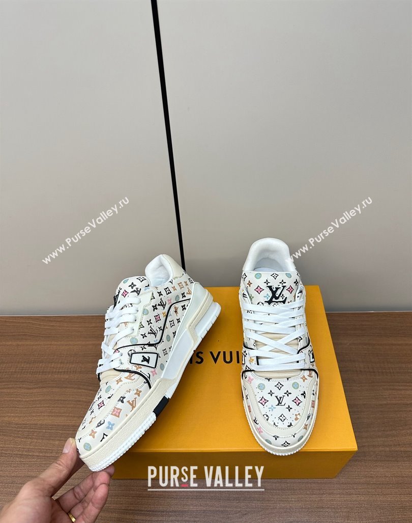 Louis Vuitton LV Trainer Sneakers Monogram-printed Leather White 2024 0611 (MD-240611001)