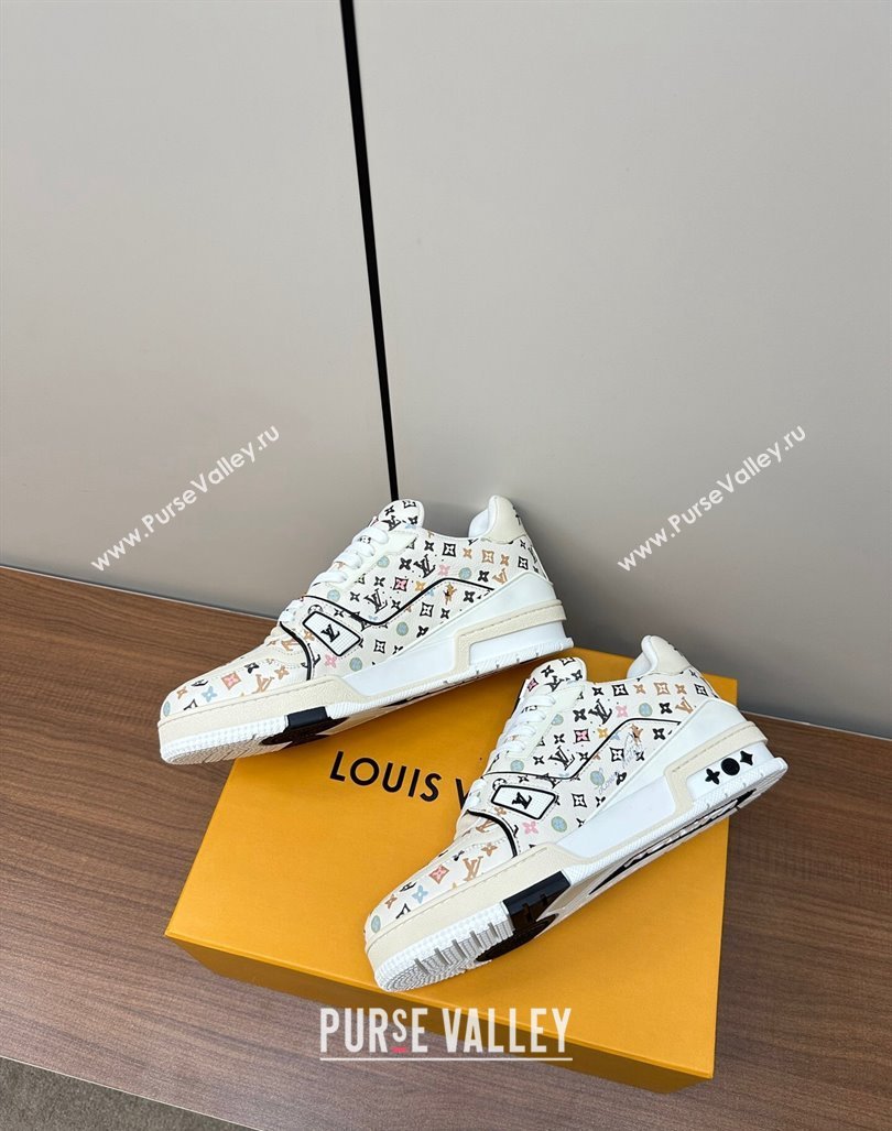 Louis Vuitton LV Trainer Sneakers Monogram-printed Leather White 2024 0611 (MD-240611001)