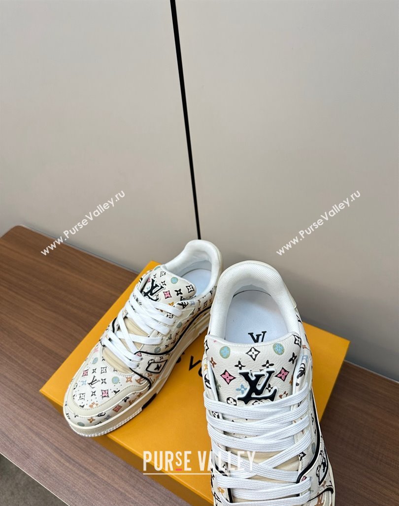 Louis Vuitton LV Trainer Sneakers Monogram-printed Leather White 2024 0611 (MD-240611001)