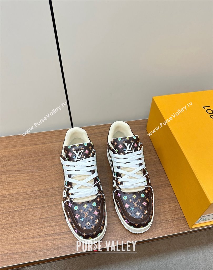 Louis Vuitton LV Trainer Sneakers Monogram-printed Leather Brown 2024 0611 (MD-240611002)