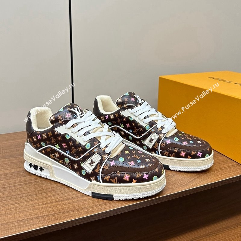 Louis Vuitton LV Trainer Sneakers Monogram-printed Leather Brown 2024 0611 (MD-240611002)