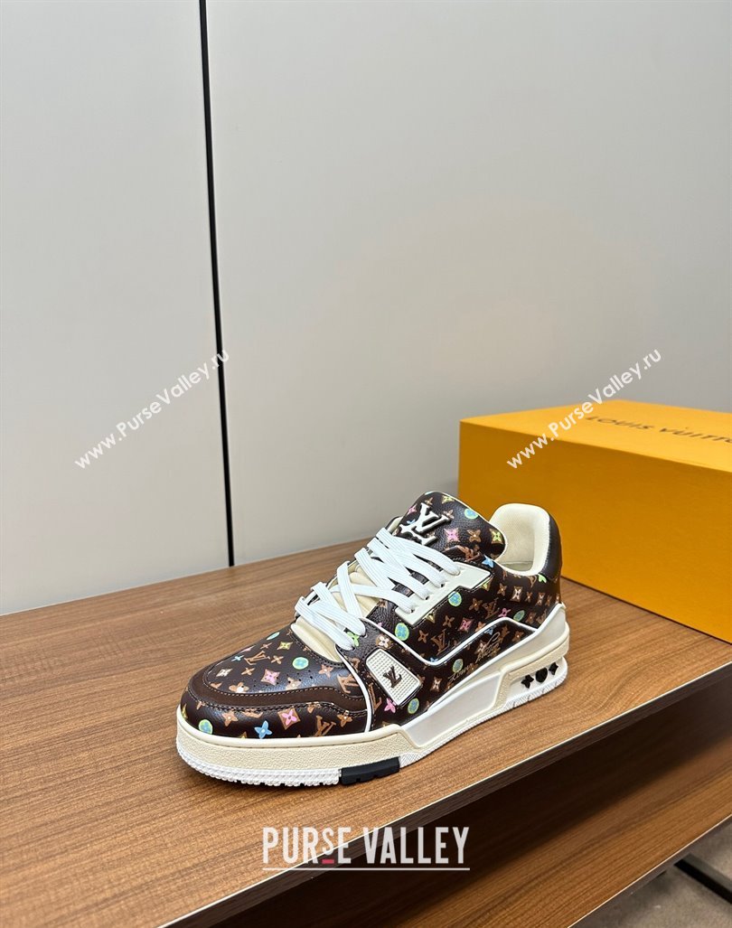 Louis Vuitton LV Trainer Sneakers Monogram-printed Leather Brown 2024 0611 (MD-240611002)