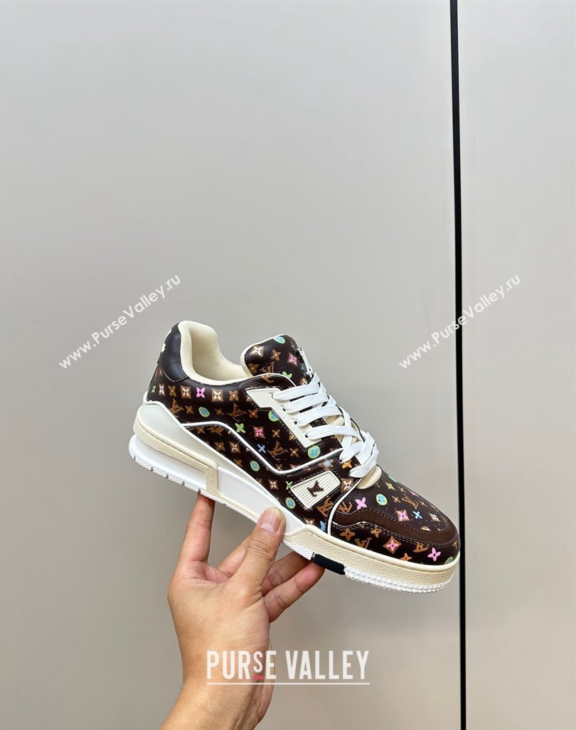 Louis Vuitton LV Trainer Sneakers Monogram-printed Leather Brown 2024 0611 (MD-240611002)