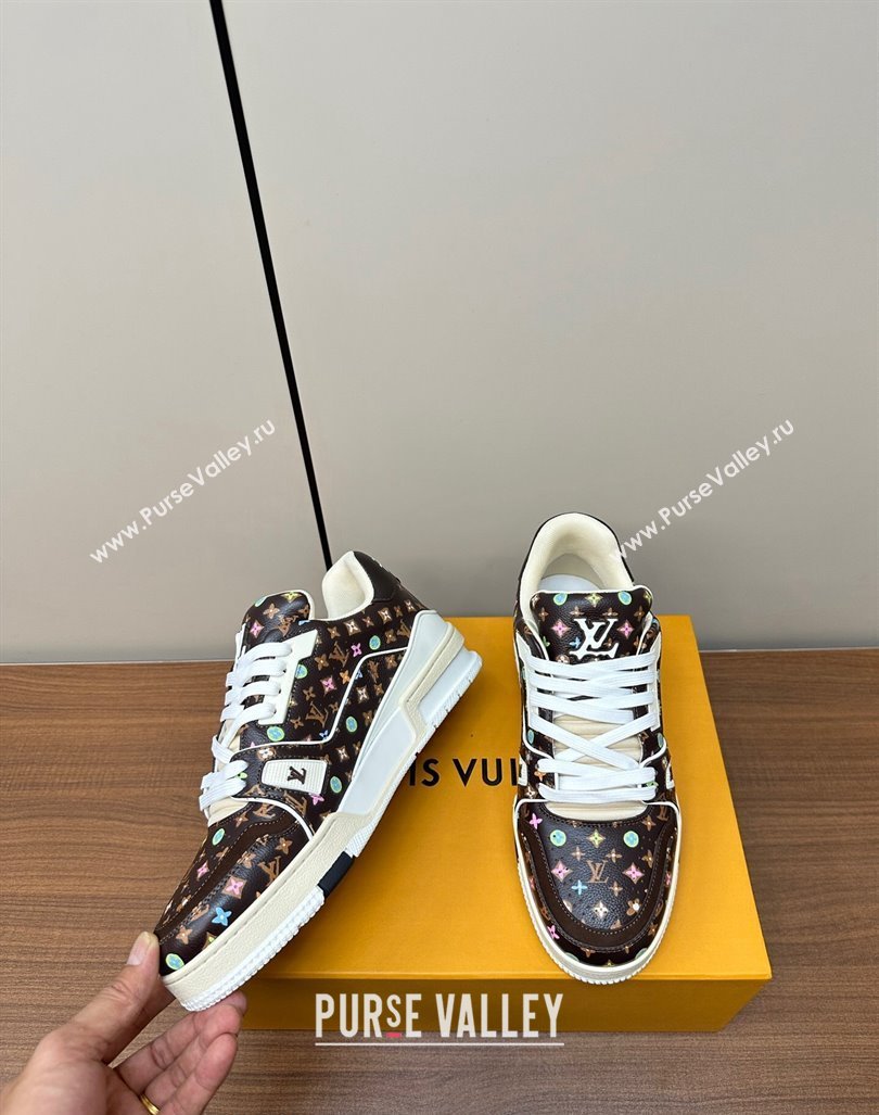 Louis Vuitton LV Trainer Sneakers Monogram-printed Leather Brown 2024 0611 (MD-240611002)