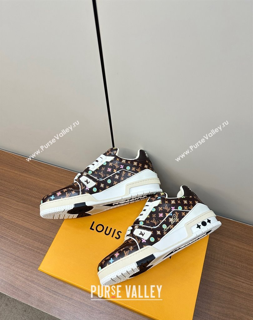 Louis Vuitton LV Trainer Sneakers Monogram-printed Leather Brown 2024 0611 (MD-240611002)