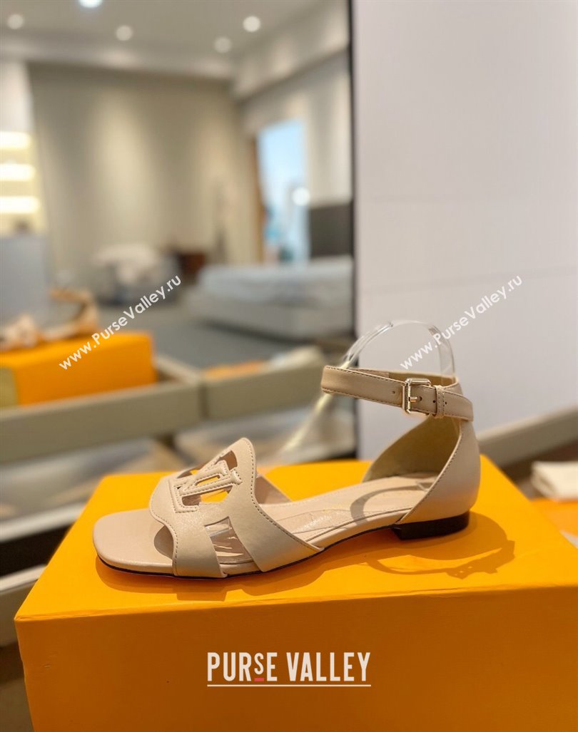 Louis Vuitton LV Isola Flat Sandals in Calf Leather Nude 2024 1ACJMP (MD-240606125)