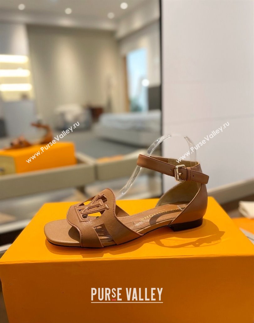 Louis Vuitton LV Isola Flat Sandals in Calf Leather Brown 2024 1ACJMP (MD-240606126)