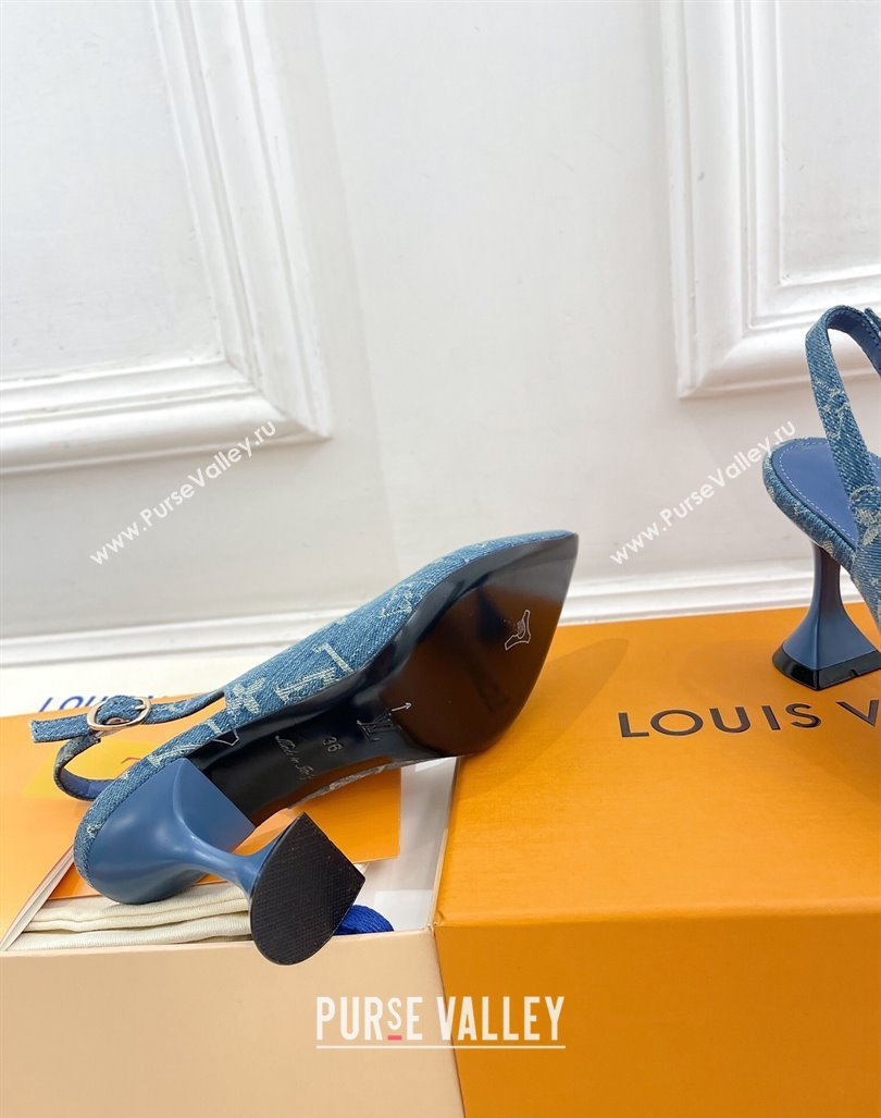 Louis Vuitton Monogram Denim Slingback Pump 8.5cm Blue 2024 0611 (MD-240611011)