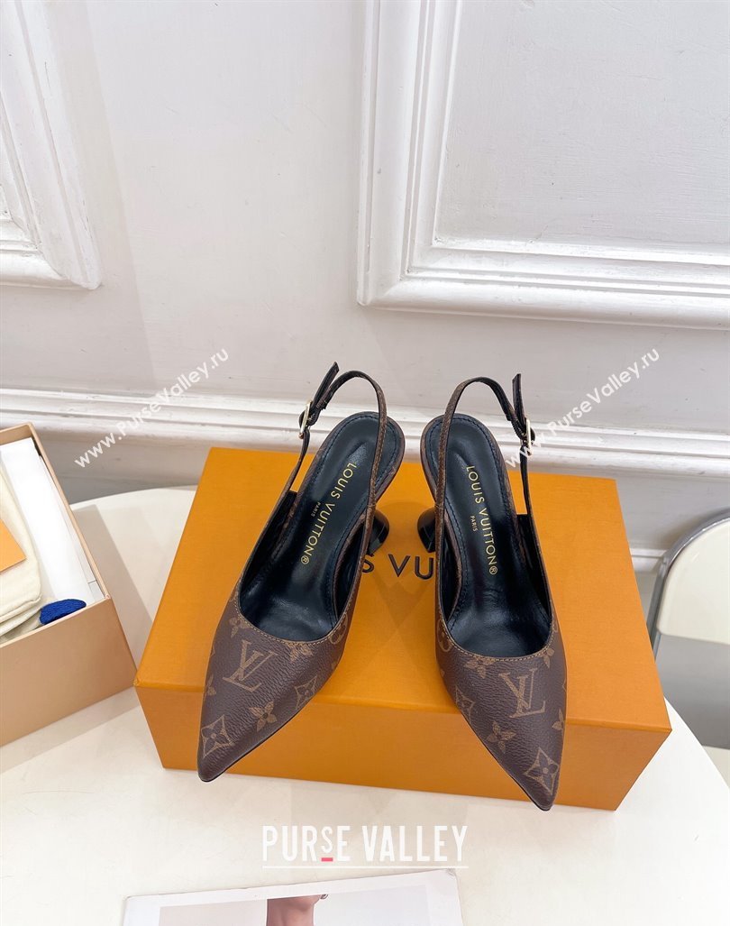 Louis Vuitton Monogram Canvas Slingback Pump 8.5cm Brown 2024 0611 (MD-240611012)