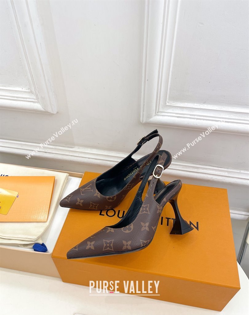 Louis Vuitton Monogram Canvas Slingback Pump 8.5cm Brown 2024 0611 (MD-240611012)