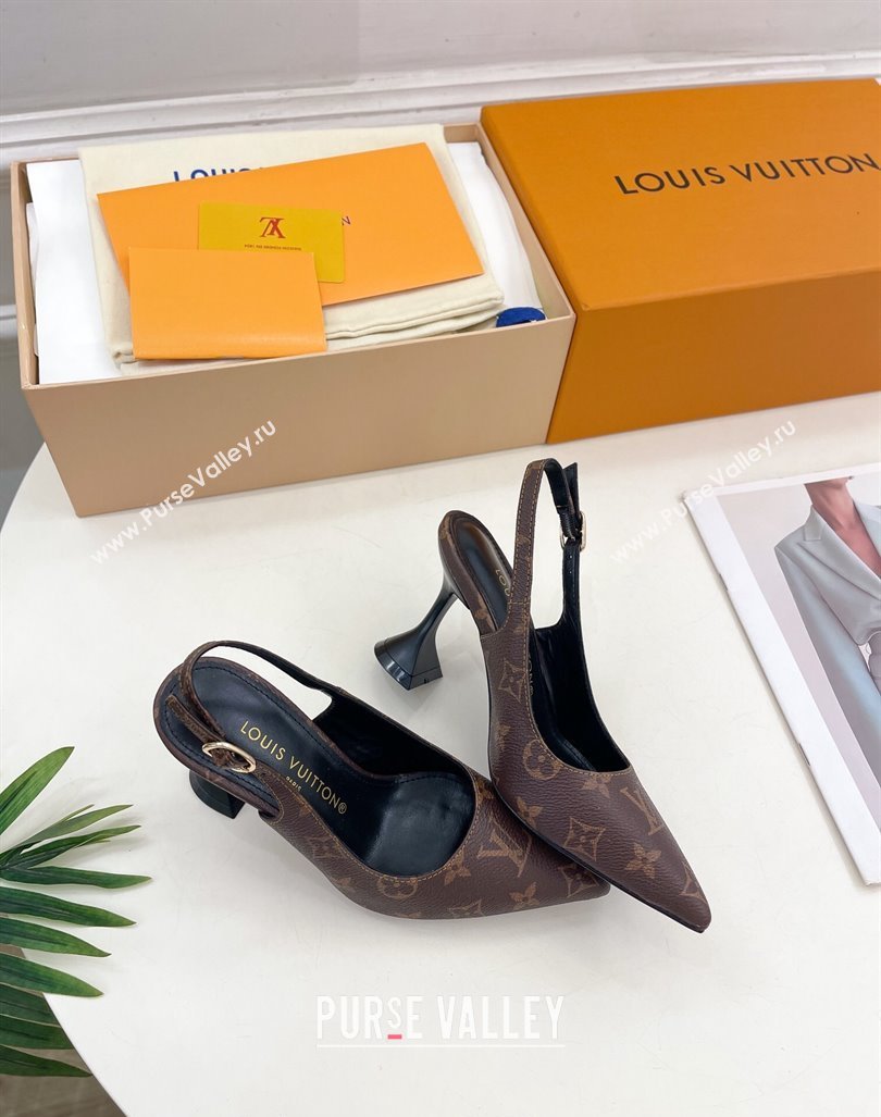 Louis Vuitton Monogram Canvas Slingback Pump 8.5cm Brown 2024 0611 (MD-240611012)