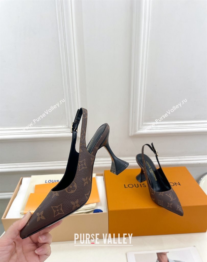 Louis Vuitton Monogram Canvas Slingback Pump 8.5cm Brown 2024 0611 (MD-240611012)